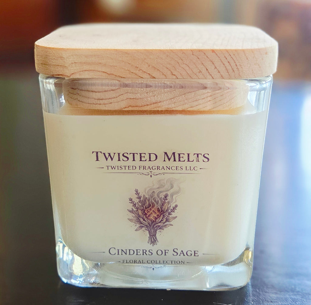 Scented Soy Candle. Cinders of Sage 12 oz