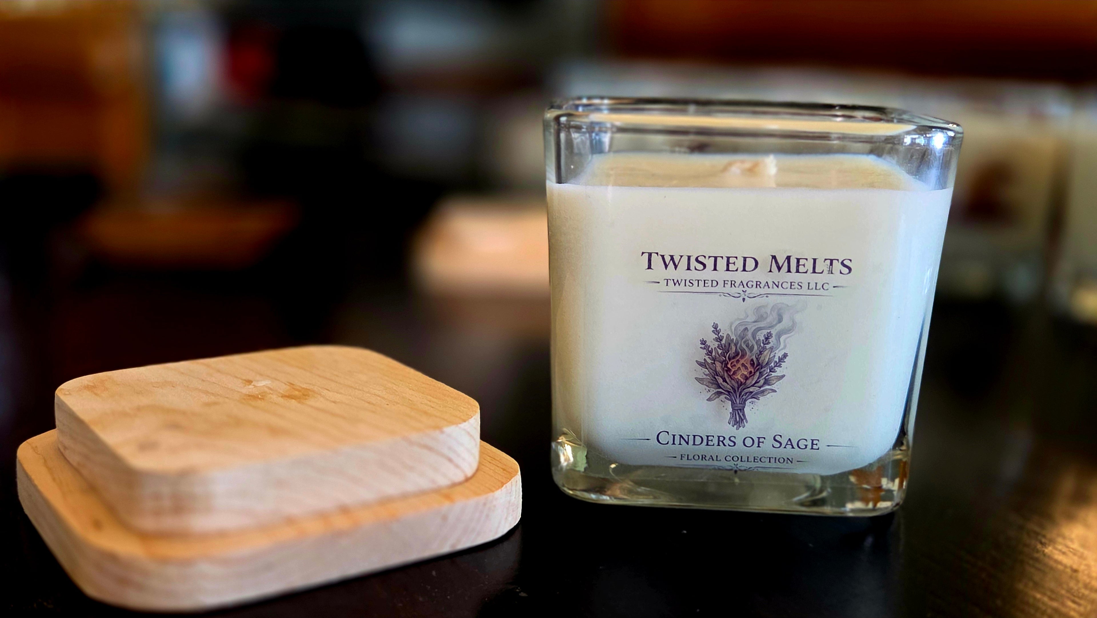 Scented Soy Candle. Cinders of Sage 12 oz