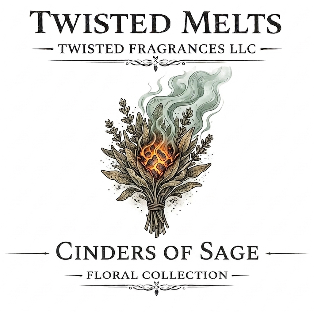 Scented Soy Candle. Cinders of Sage 12 oz